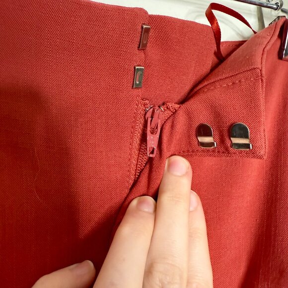 C/MEO COLLECTIVE | Sample High Waisted Wide Leg Trousers in Rust Red - Small - Picture 8 of 8
